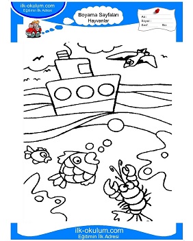 Çocuklar İçin Deniz Yaşamı Boyama Sayfaları 